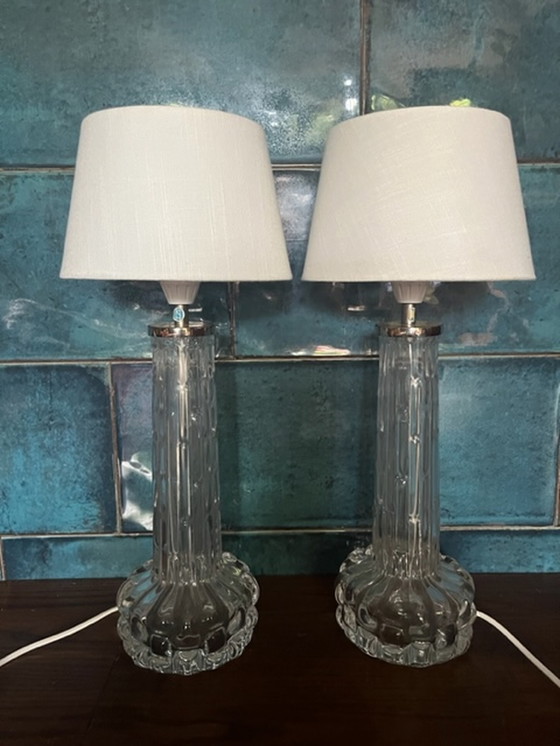 Image 1 of 2x Carl Fagerlund Glastischlampen Orrefors von