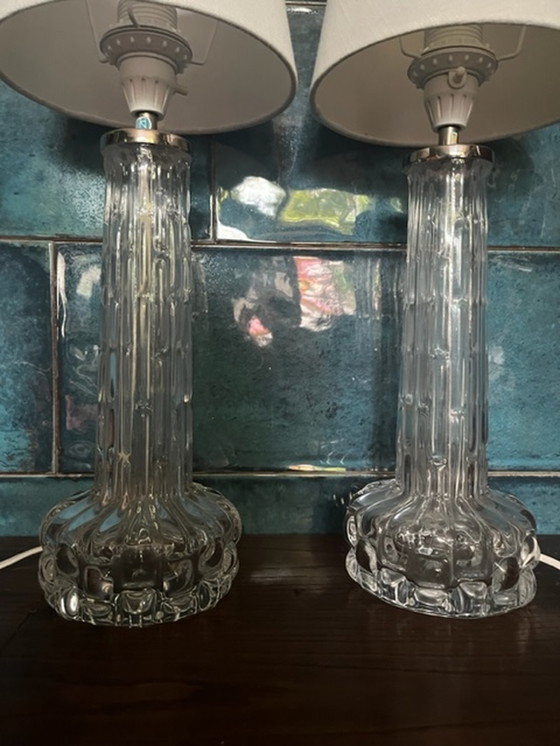 Image 1 of 2x Carl Fagerlund Glastischlampen Orrefors von