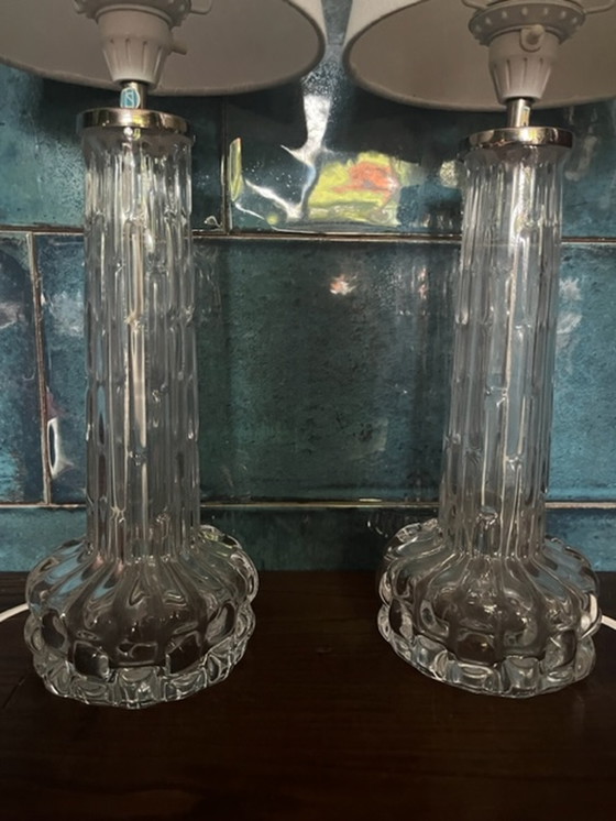 Image 1 of 2x Carl Fagerlund Glastischlampen Orrefors von