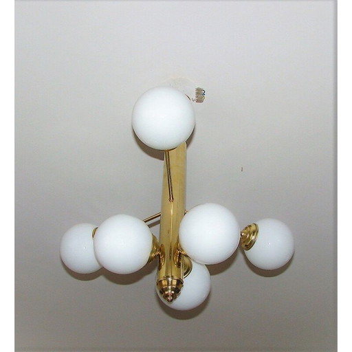 Vintage aus Messing und Glas Kronleuchter Modernistic 1960s