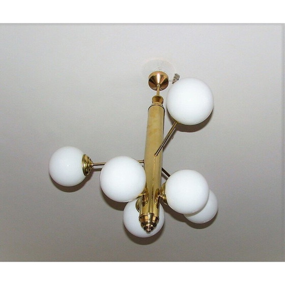 Image 1 of Vintage aus Messing und Glas Kronleuchter Modernistic 1960s