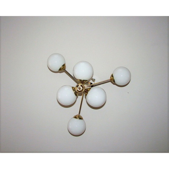 Image 1 of Vintage aus Messing und Glas Kronleuchter Modernistic 1960s