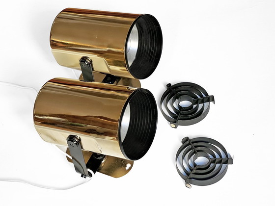 Image 1 of Paar goldene Wandleuchten "Orion" von Per Sundstedt für Kosta Lampan. Schweden 1970S