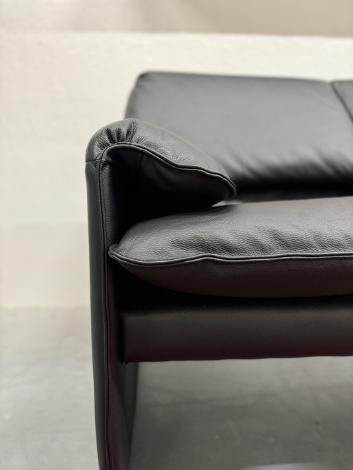 Leolux Bora Beta 3-Sitzer Sofa Schwarzes Leder