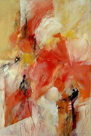 Yon Nicolas - Figuren, roter Hintergrund