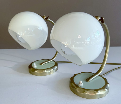 2X Bauhaus Art Deco Glas Tischlampen