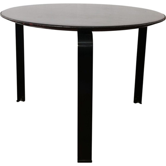 Image 1 of Vintage Couchtisch aus Holz und schwarzem Leder