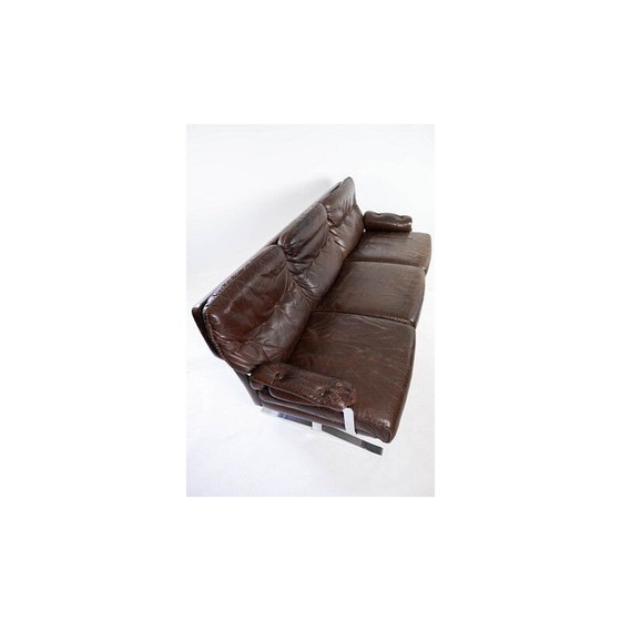 Image 1 of Braunes, gepolstertes 3-Sitzer-Sofa mit Metallgestell von Arne Norell, 1970