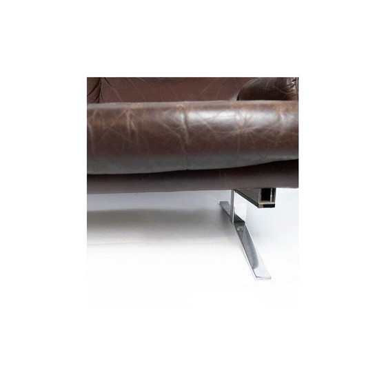 Image 1 of Braunes, gepolstertes 3-Sitzer-Sofa mit Metallgestell von Arne Norell, 1970