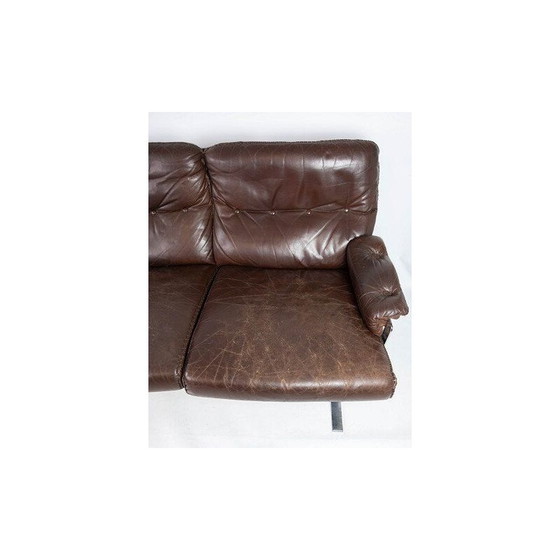 Image 1 of Braunes, gepolstertes 3-Sitzer-Sofa mit Metallgestell von Arne Norell, 1970