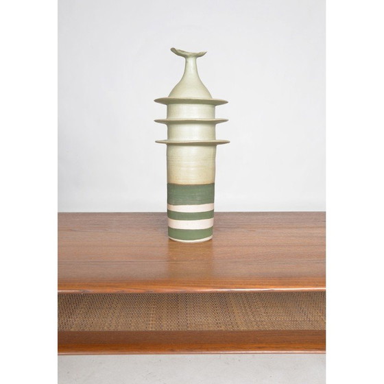 Image 1 of Pagoden-Topf aus Sandstein von Alan Ashpool, England 1970er Jahre