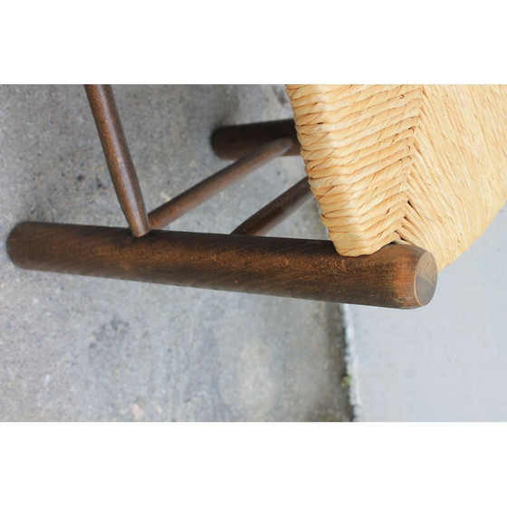 Image 1 of Paar brutalistische Vintage-Stühle aus Holz und Stroh, 1980