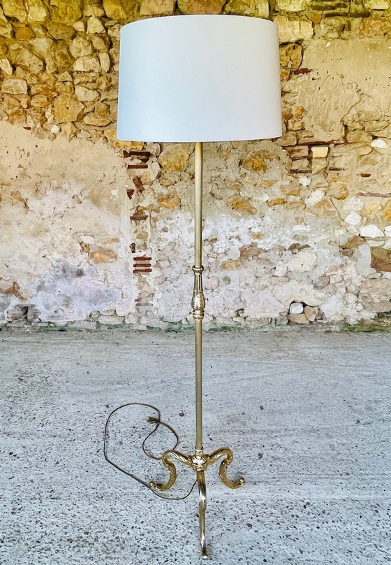 Image 1 of Vintage, Stehlampe mit vergoldetem Messingdekor, 1960S