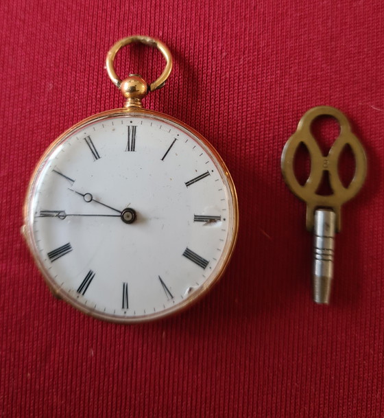 Image 1 of Damen-Hängeuhr aus Gelbgold. Um 1870