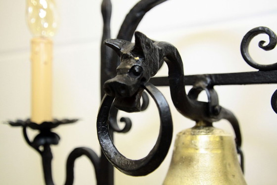 Image 1 of Stehlampe Butler Glocke Eisen Messing Dimmbar Unikat Retro Antik