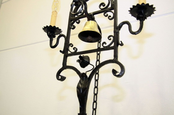 Image 1 of Stehlampe Butler Glocke Eisen Messing Dimmbar Unikat Retro Antik