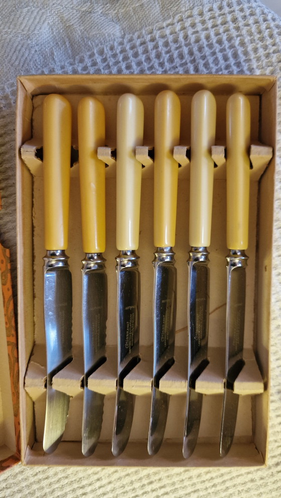 Image 1 of 6x Vintage Sheffield Obstmesser mit Knochengriff