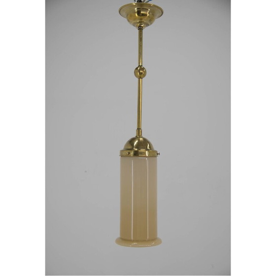 Image 1 of Art Deco Hängelampe aus Messing und Glas, 1930er Jahre