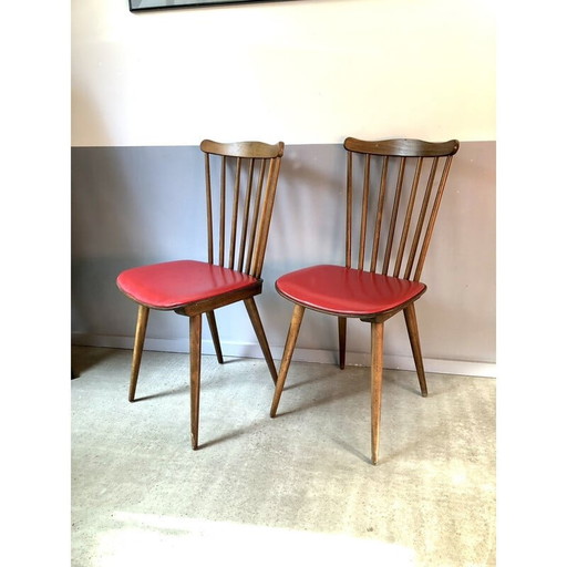 Baumann Vintage Minuet Stuhl in rotem Kunstleder