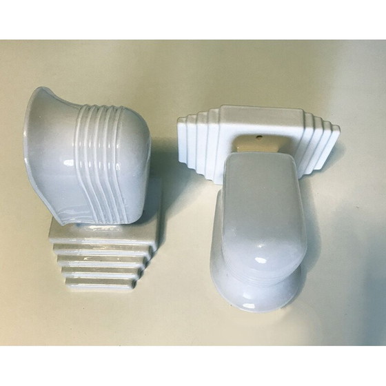 Image 1 of Wandlampe aus Opal und Porzellan von Roca Spain