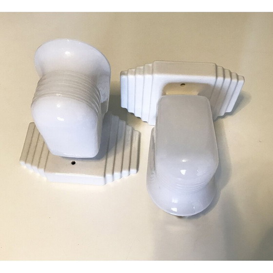 Image 1 of Wandlampe aus Opal und Porzellan von Roca Spain