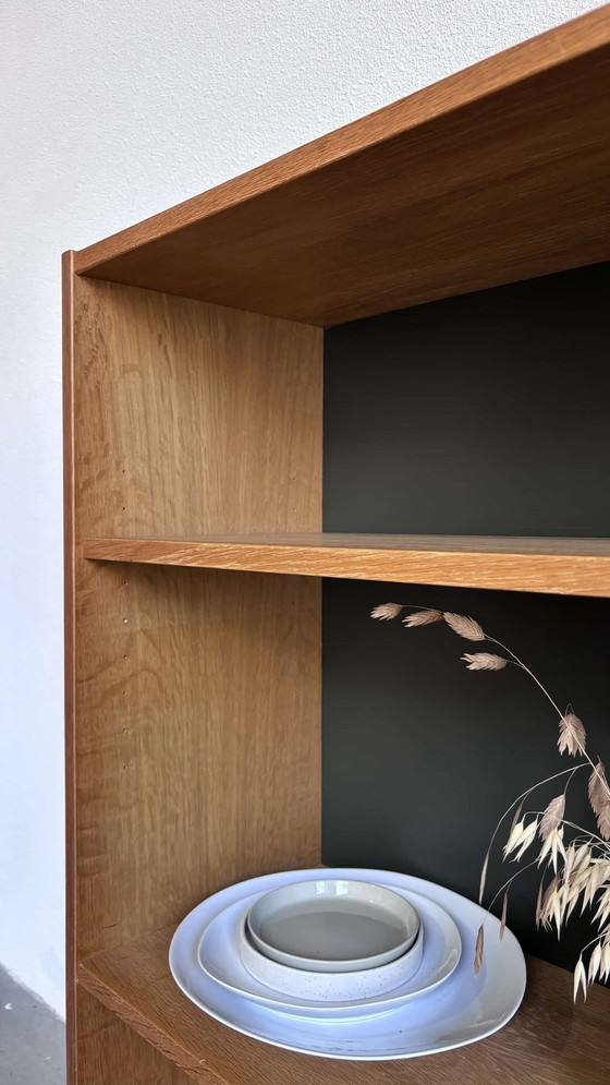 Image 1 of Vintage Bücherregal Eiche Grau Rückwand