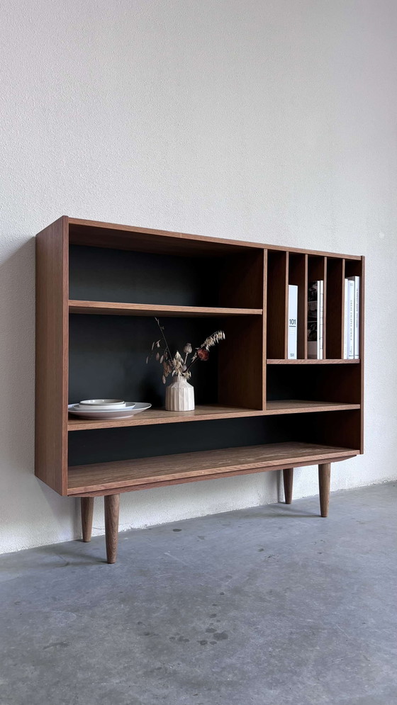 Image 1 of Vintage Bücherregal Eiche Grau Rückwand