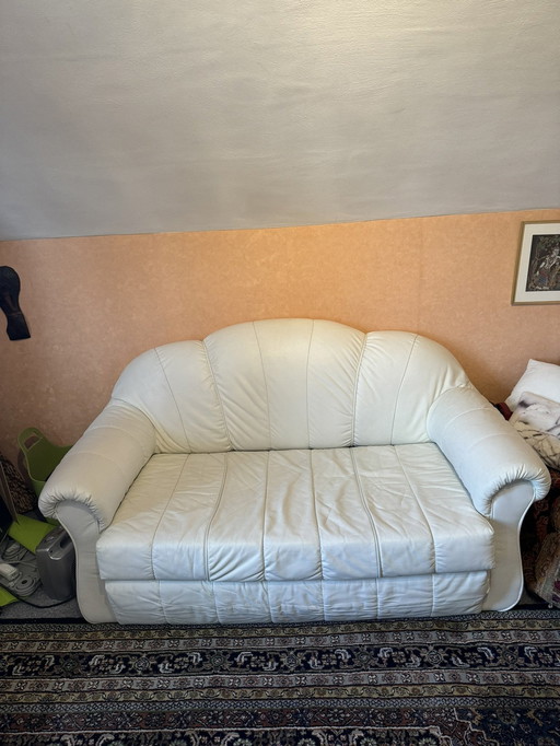 Weißes Leder Sofa Bett