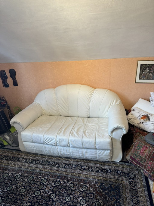 Weißes Leder Sofa Bett