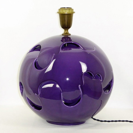 Image 1 of Vintage Pflaumen-Keramiklampe, 1970
