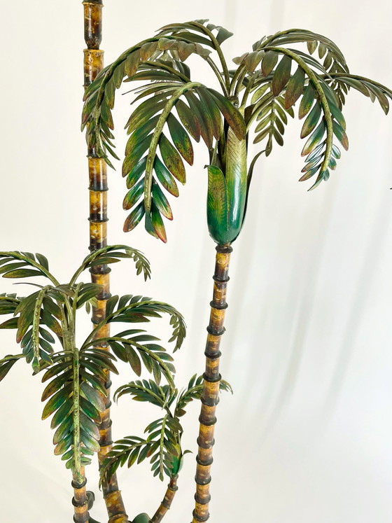 Image 1 of Vintage Stehlampe mit bemalter Palme