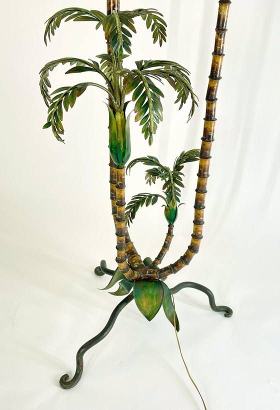 Image 1 of Vintage Stehlampe mit bemalter Palme