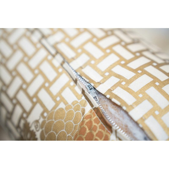 Image 1 of Vintage-Wohnzimmergarnitur aus Holz und Seide von Tommaso Barbi, Italien 1970