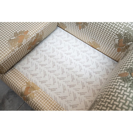 Image 1 of Vintage-Wohnzimmergarnitur aus Holz und Seide von Tommaso Barbi, Italien 1970