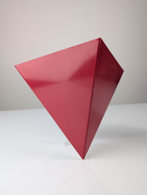 Geometrische Wandleuchten aus rotem Metall, 1970er Jahre