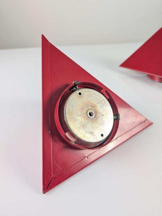 Image 1 of Geometrische Wandleuchten aus rotem Metall, 1970er Jahre