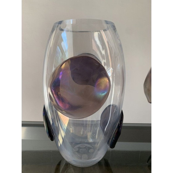 Image 1 of Paar Vintage-Vasen mit Parmapastillen aus Muranoglas von Costantini, 1990