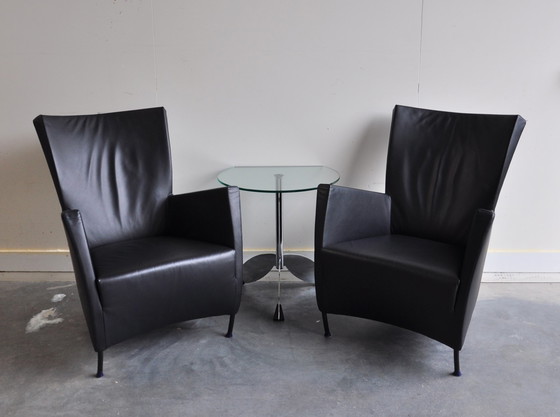 Image 1 of Set (2) Montis Windy Armchairs Schwarzes Leder