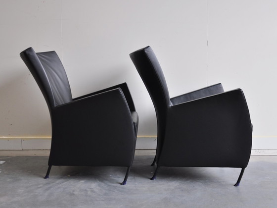 Image 1 of Set (2) Montis Windy Armchairs Schwarzes Leder