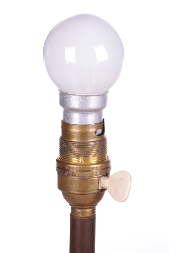 Image 1 of Französischer Satz orangefarbener lederbezogener Tischlampen, 1960er Jahre