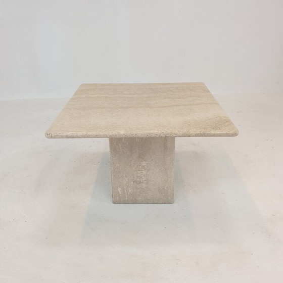 Image 1 of Italienischer Vintage-Couchtisch aus Travertin, 1980er Jahre