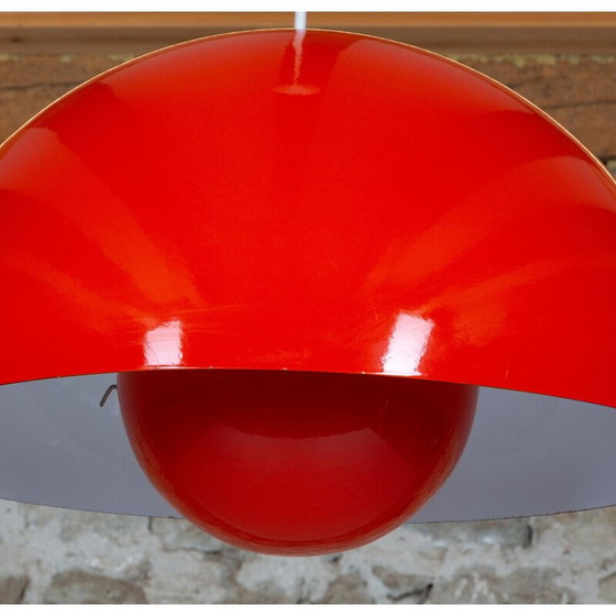 Image 1 of Vintage Pendelleuchte aus rot lackiertem Metall von Verner Panton für Louis Poulsen, 1970