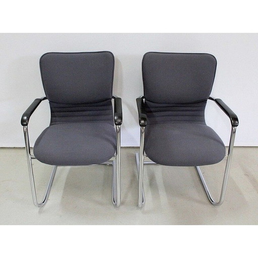 Paar verchromte Metall-Sessel von Comforto Haworth