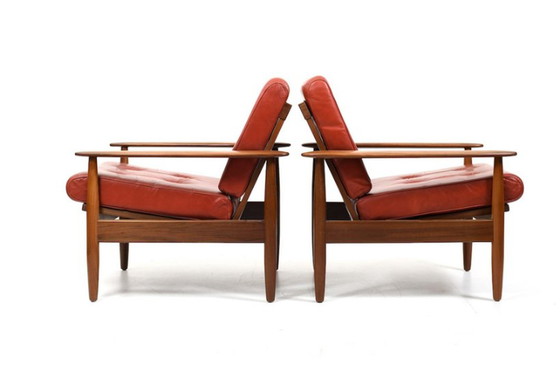 Image 1 of Dänische Sessel aus Teakholz mit Ledersitzen, 1960er Jahre, 2er-Set