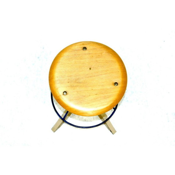 Image 1 of Vintage Hocker aus Buchenholz und Metall, Schweden 1960