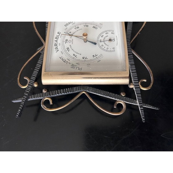 Image 1 of Vintage-Barometer aus Schmiedeeisen und Messing für Naudet, Frankreich 1950