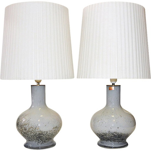 Paar Tischlampen aus geblasenem Glas von Torbjørn Torgersen für Randsfjord Glassverk, Norwegen 1970