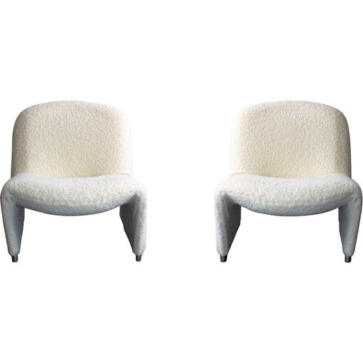 Ein Paar Vintage-Alky-Sessel aus Stahl und Bouclé-Wolle von Giancarlo Piretti für Anonyma Castelli, 1969