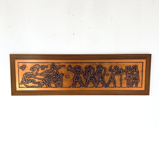 Vintage Wandpaneel Teak & Kupfer '70er Jahre