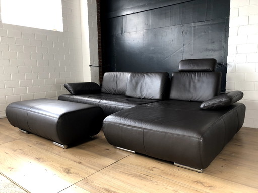 Koinor Ledersofa Mit Hocker